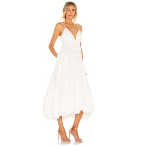 CINQ À SEPT Effie Balloon Hem Midi Dress in Ivory Size US 8 NWOT
